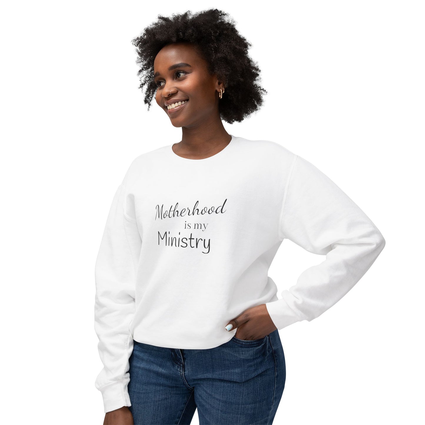 Motherhood is my Ministry Lightweight Crewneck Sweatshirt